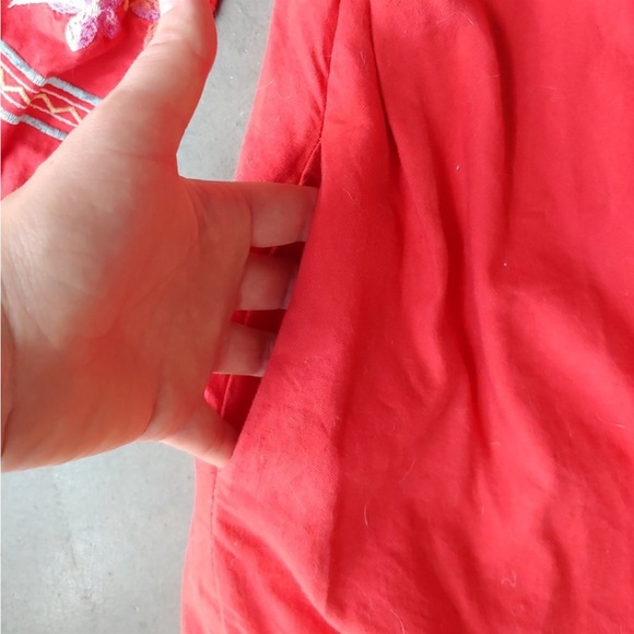 Free People Red Floral Embroidered Off The Shoulder Mini Dress XS - Picture 6 of 10